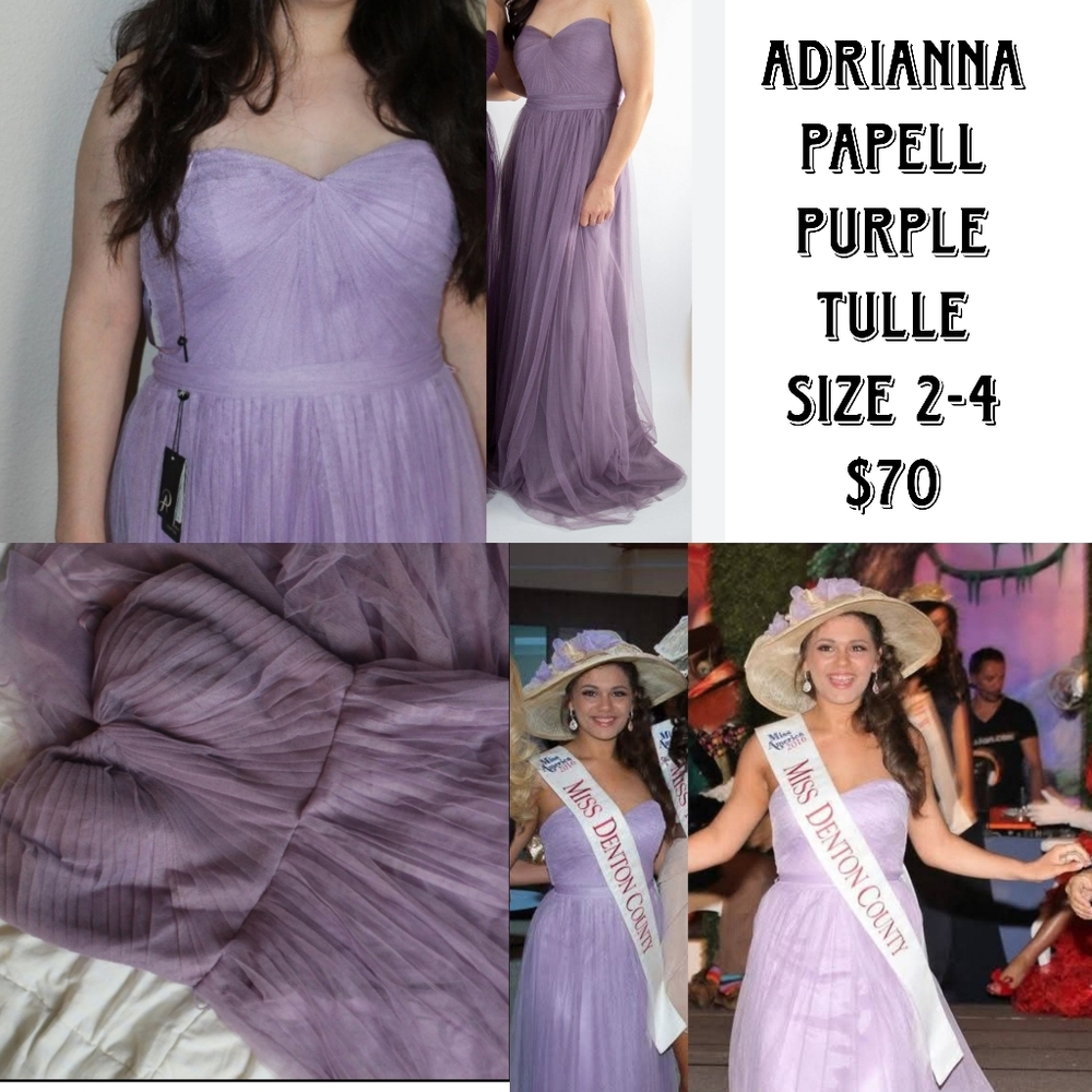 Adrianna Papell Purple Tulle Gown